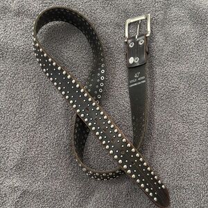 Studded Dark Brown Leather women’s Belt